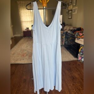 wild fable Soft Light Blue V-Neck Maxi Dress